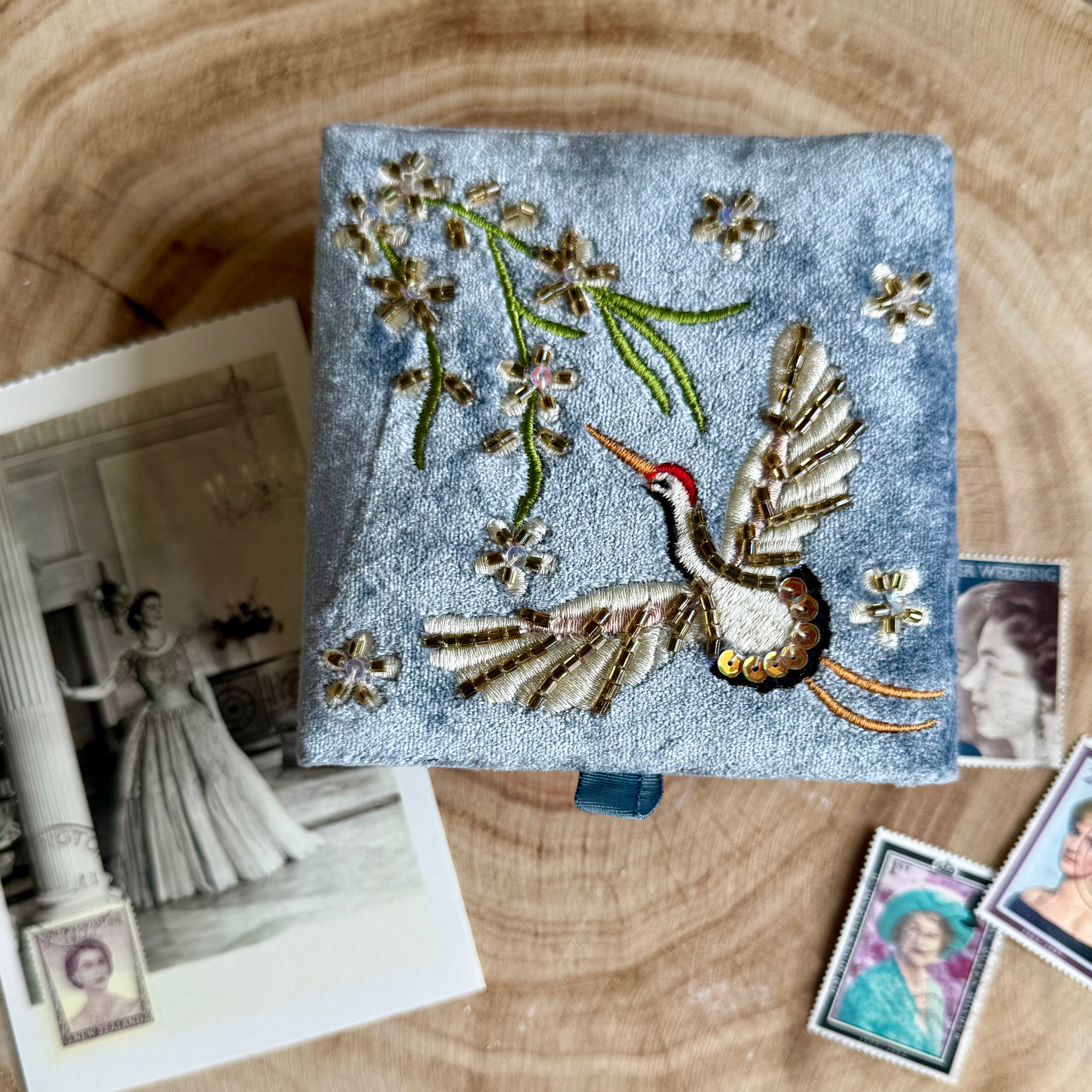 Heron Velvet Pouch and Box