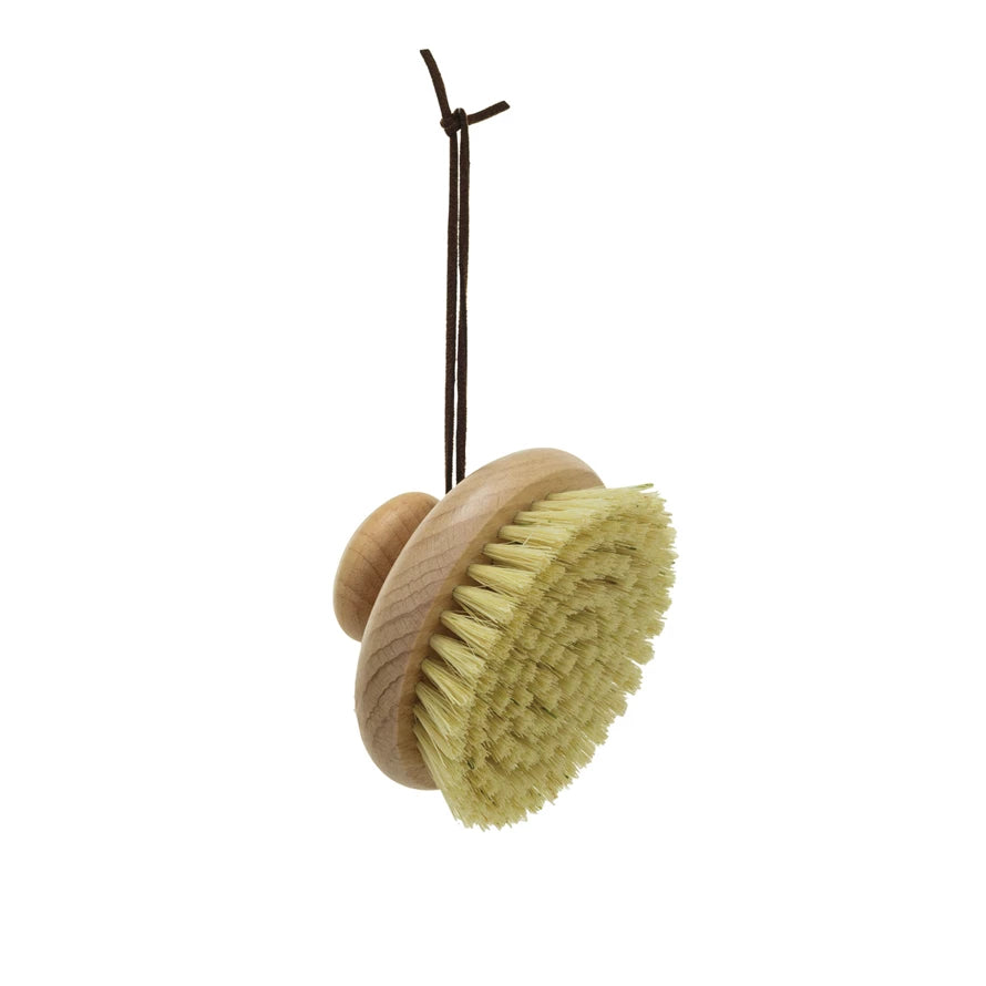Beechwood Body Brush with Leather Tie