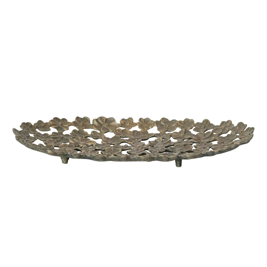 Antique Gold Flower Tray