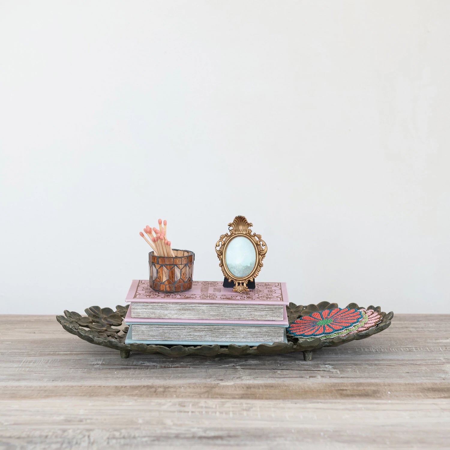 Antique Gold Flower Tray