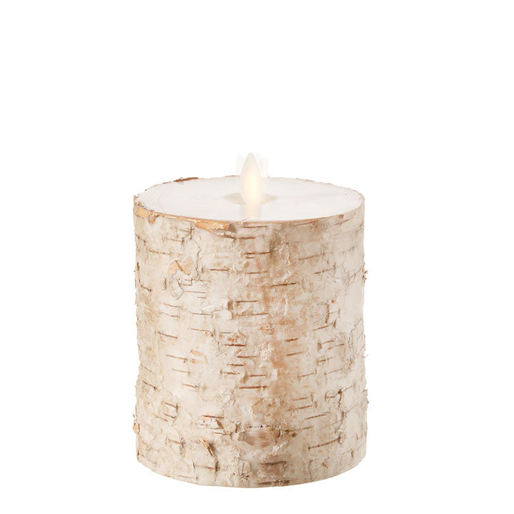 Birch Wrapped Pillar Candle