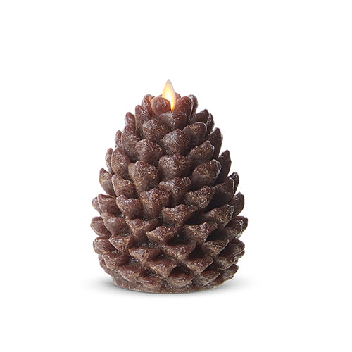 Frosted Brown Pinecone Candle