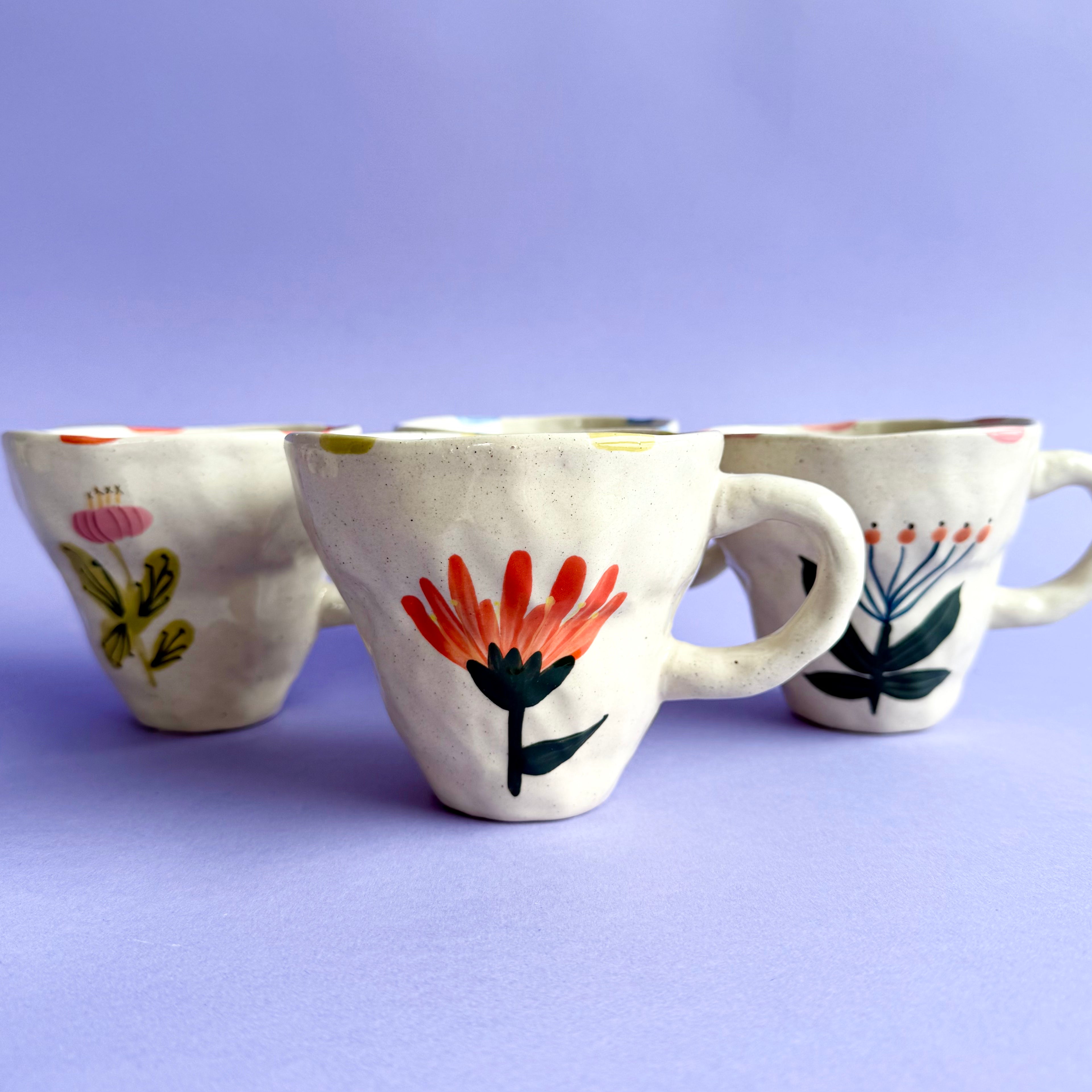 Hand Painted Flower Mug