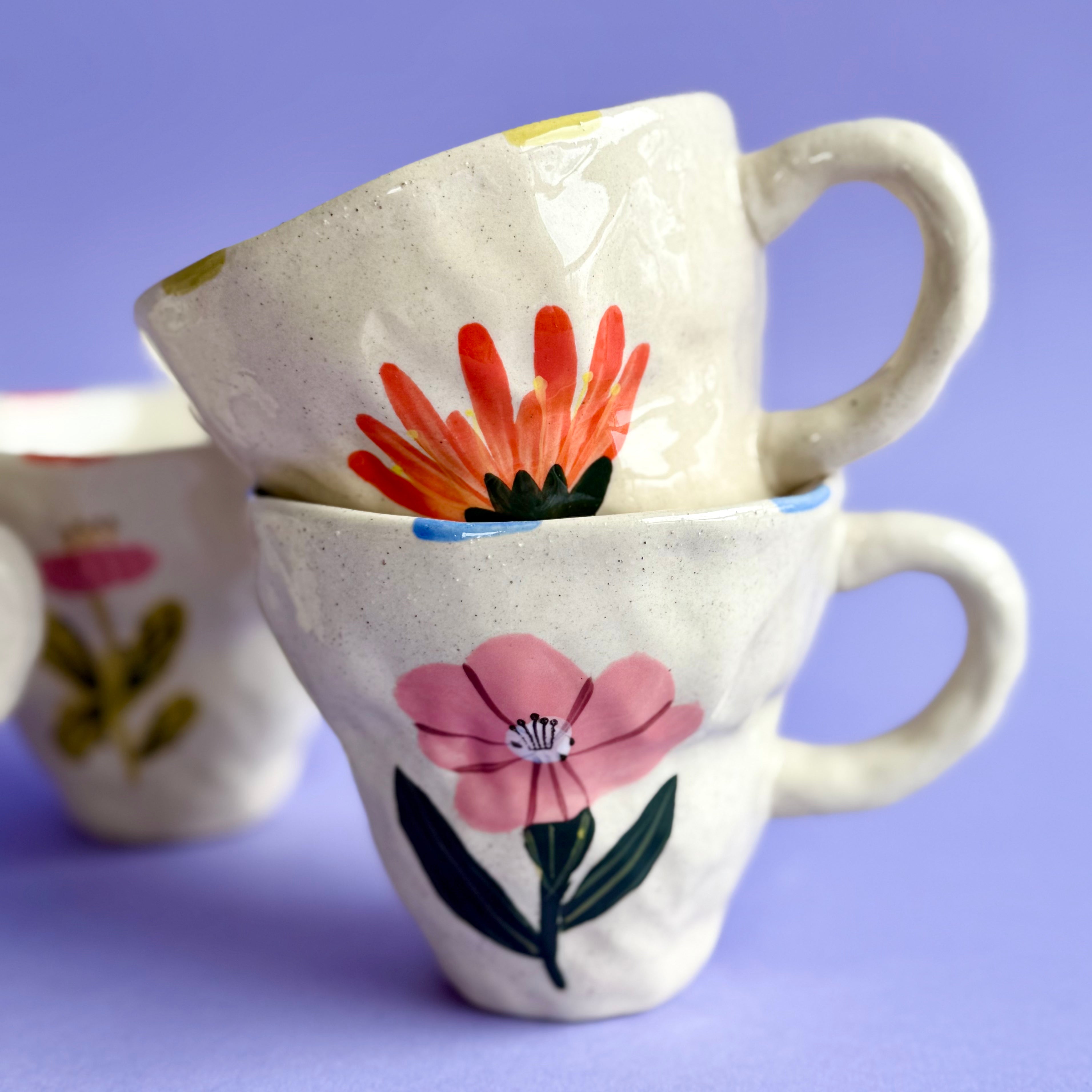 Hand Painted Flower Mug