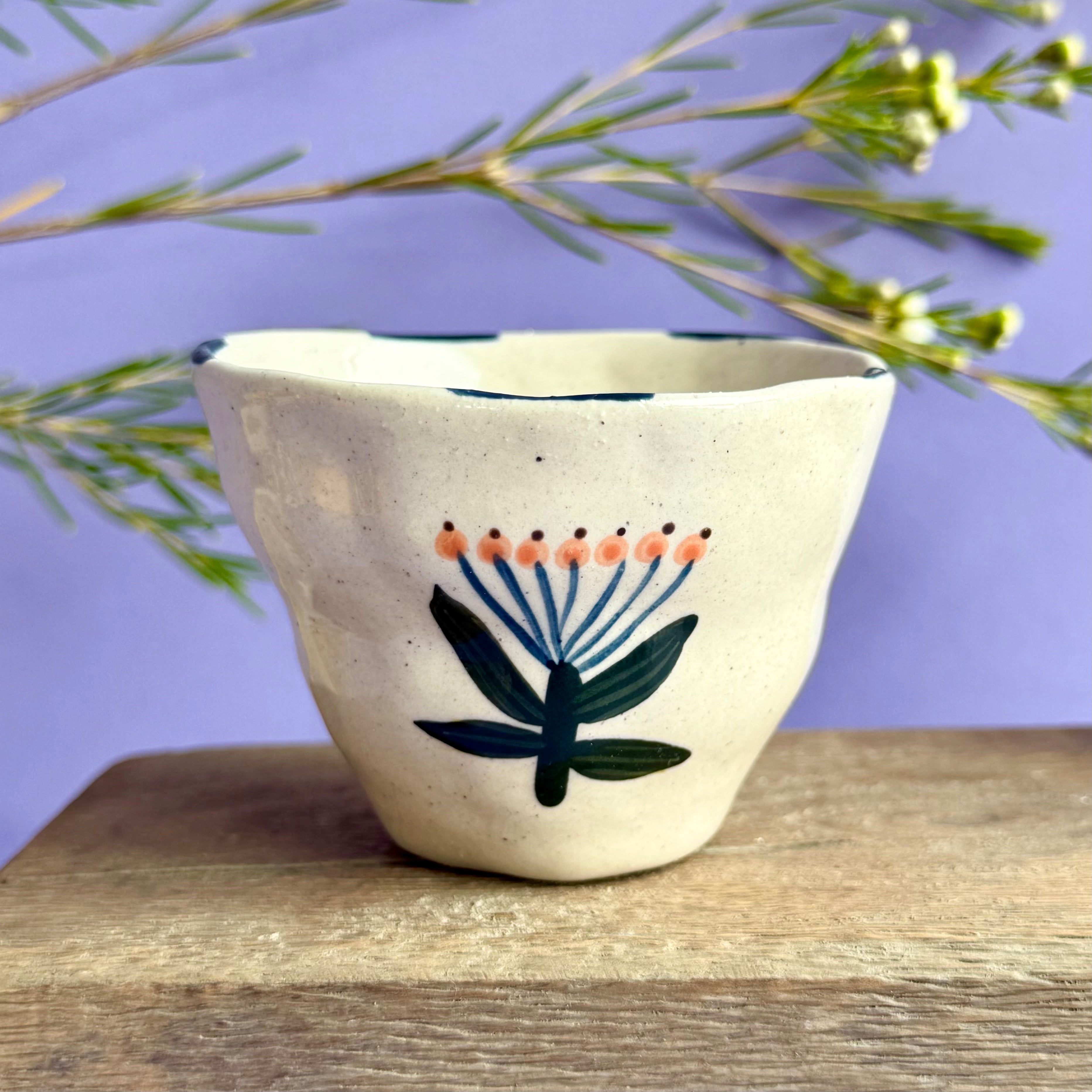 Hand Painted Flower Cup/Bowl