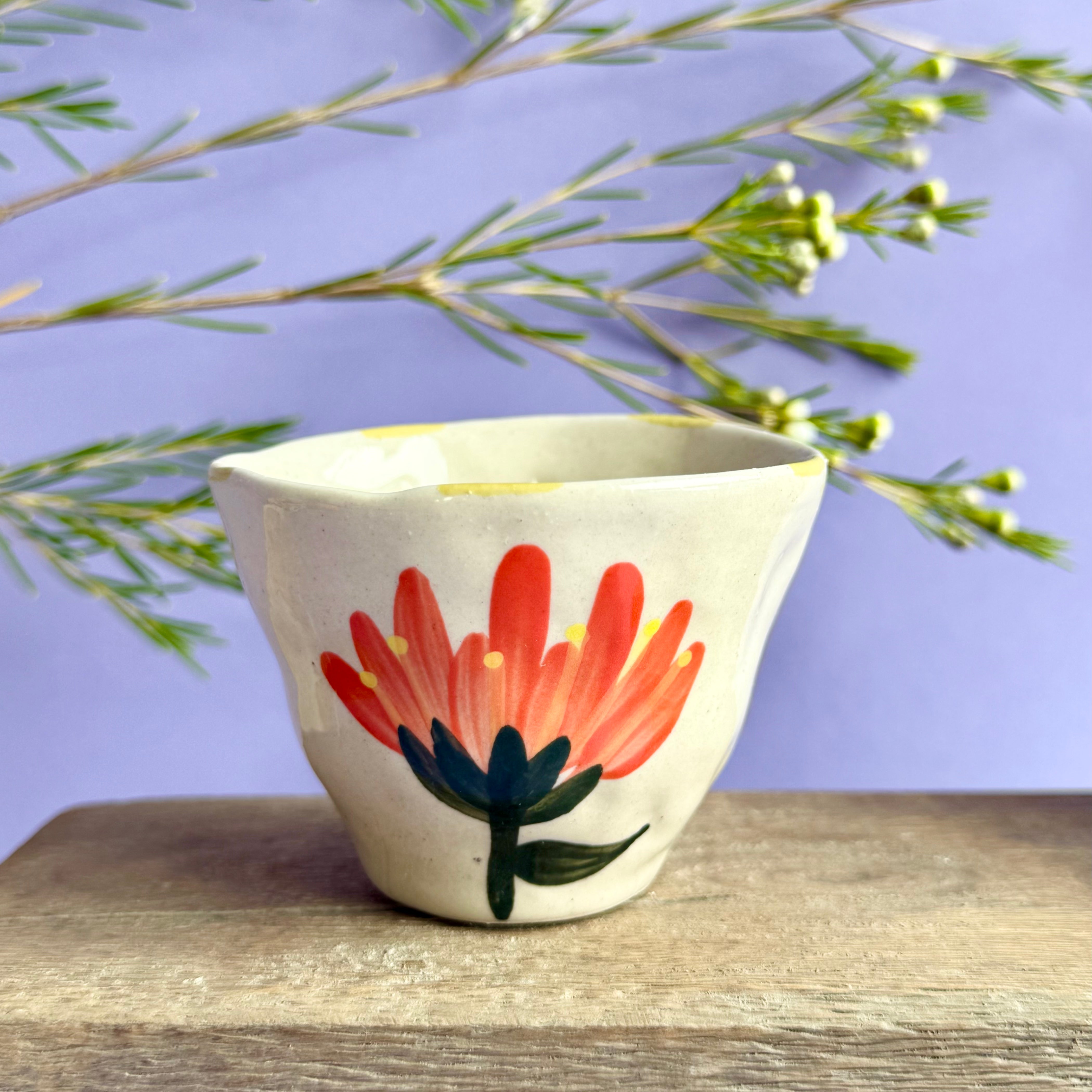 Hand Painted Flower Cup/Bowl