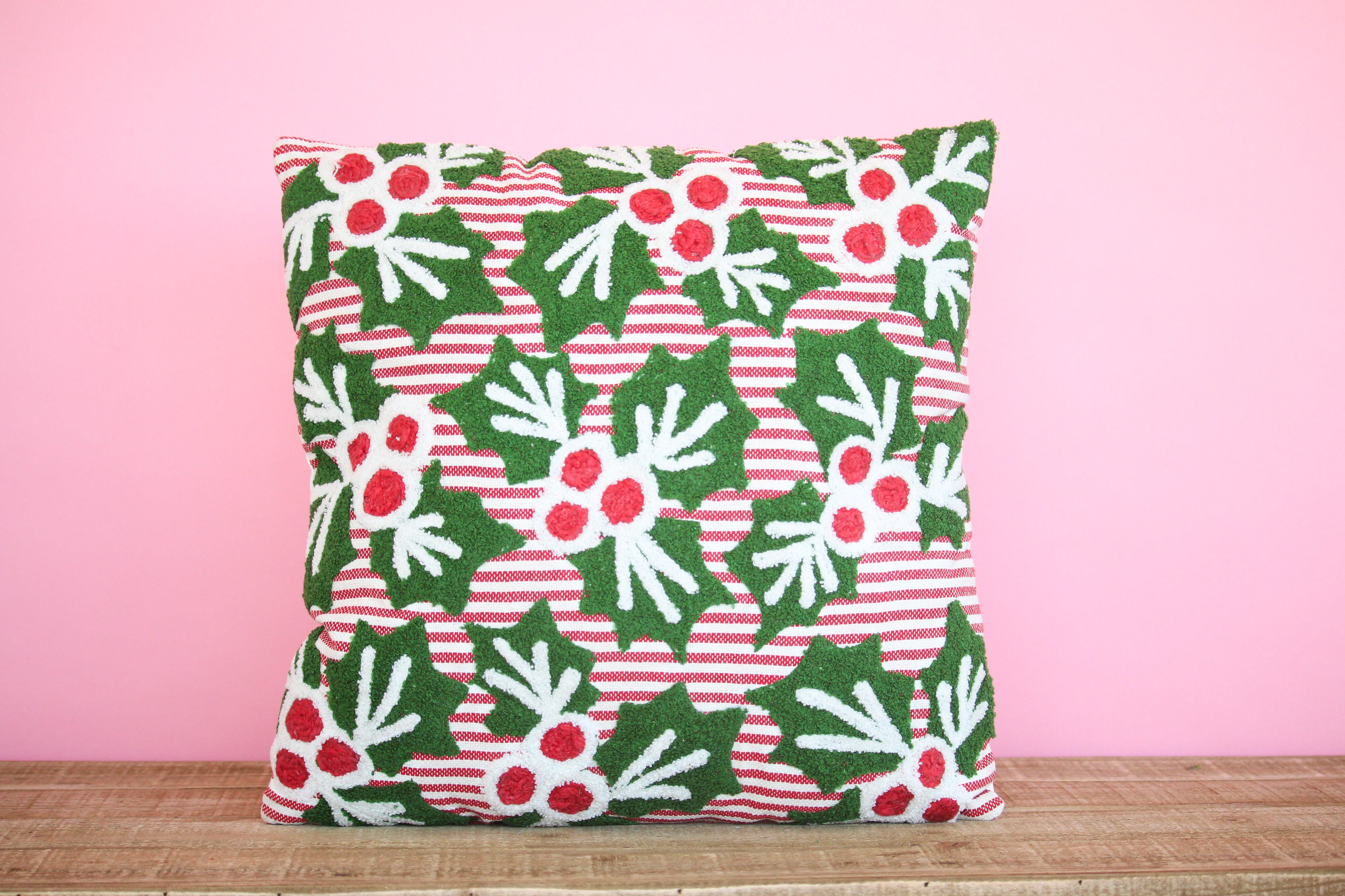 Holly Embroidered Pillow