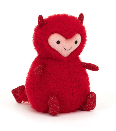 Stuffed plush toy heart devil with face 