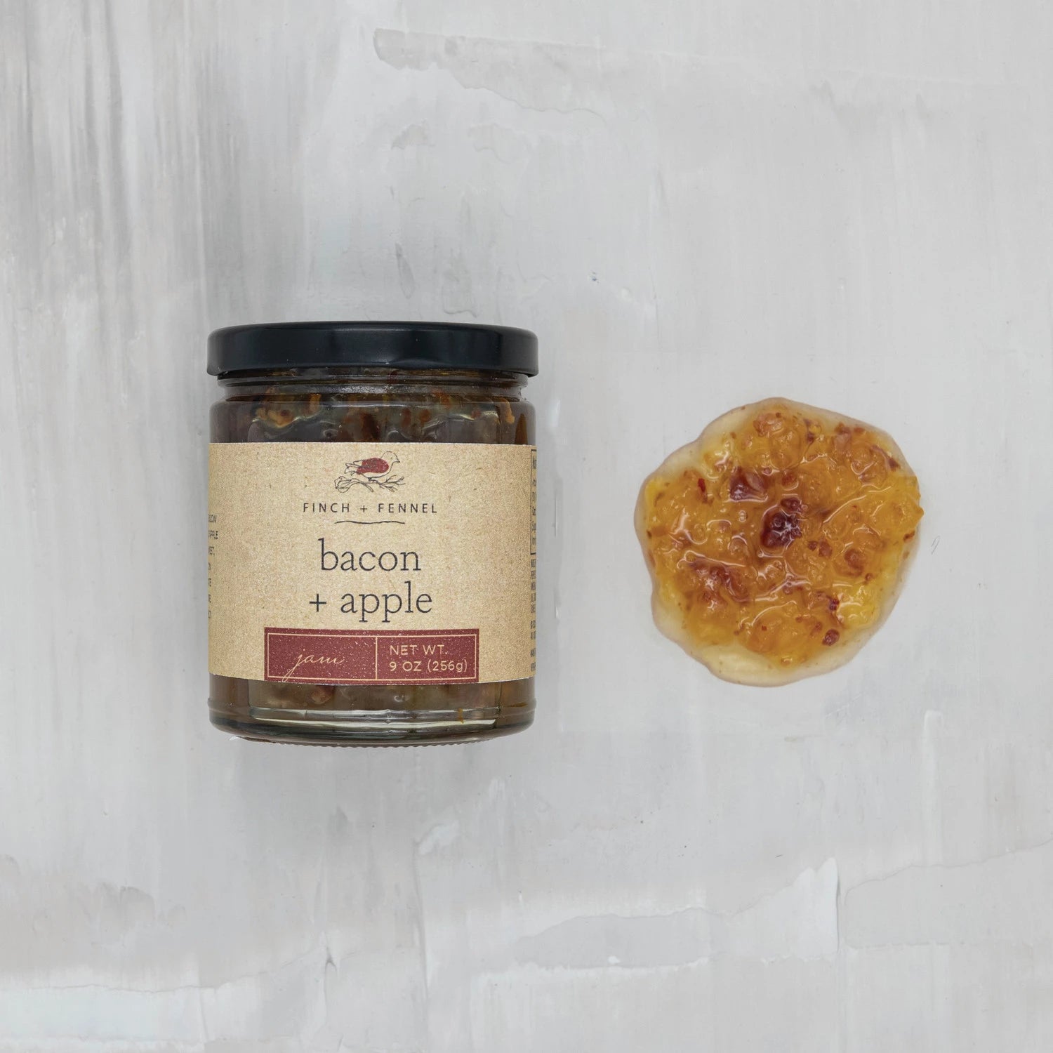 Product shot for bacon and apple jam by fitch and fennel