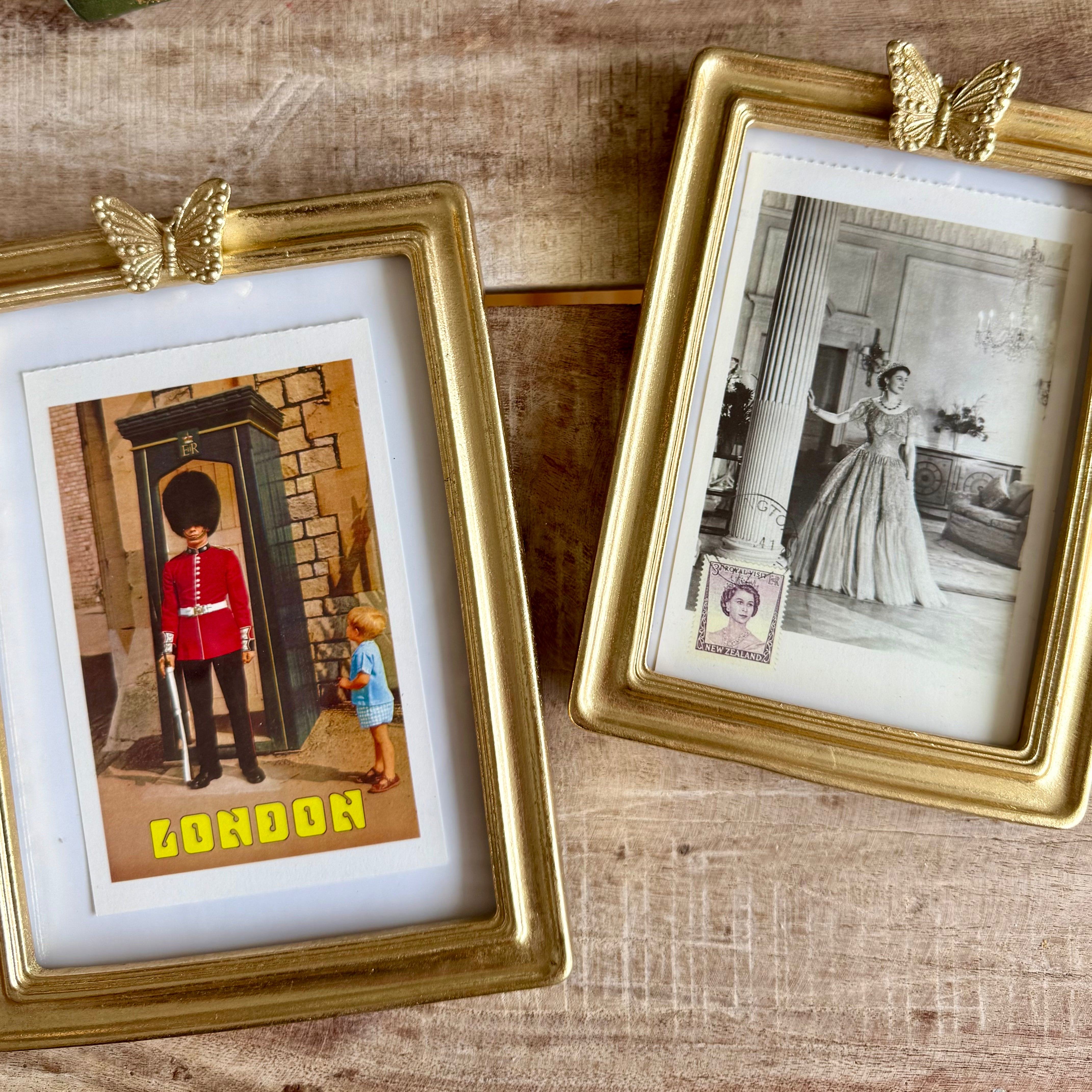 Product shoot of butterfly gold vintage photo frame.