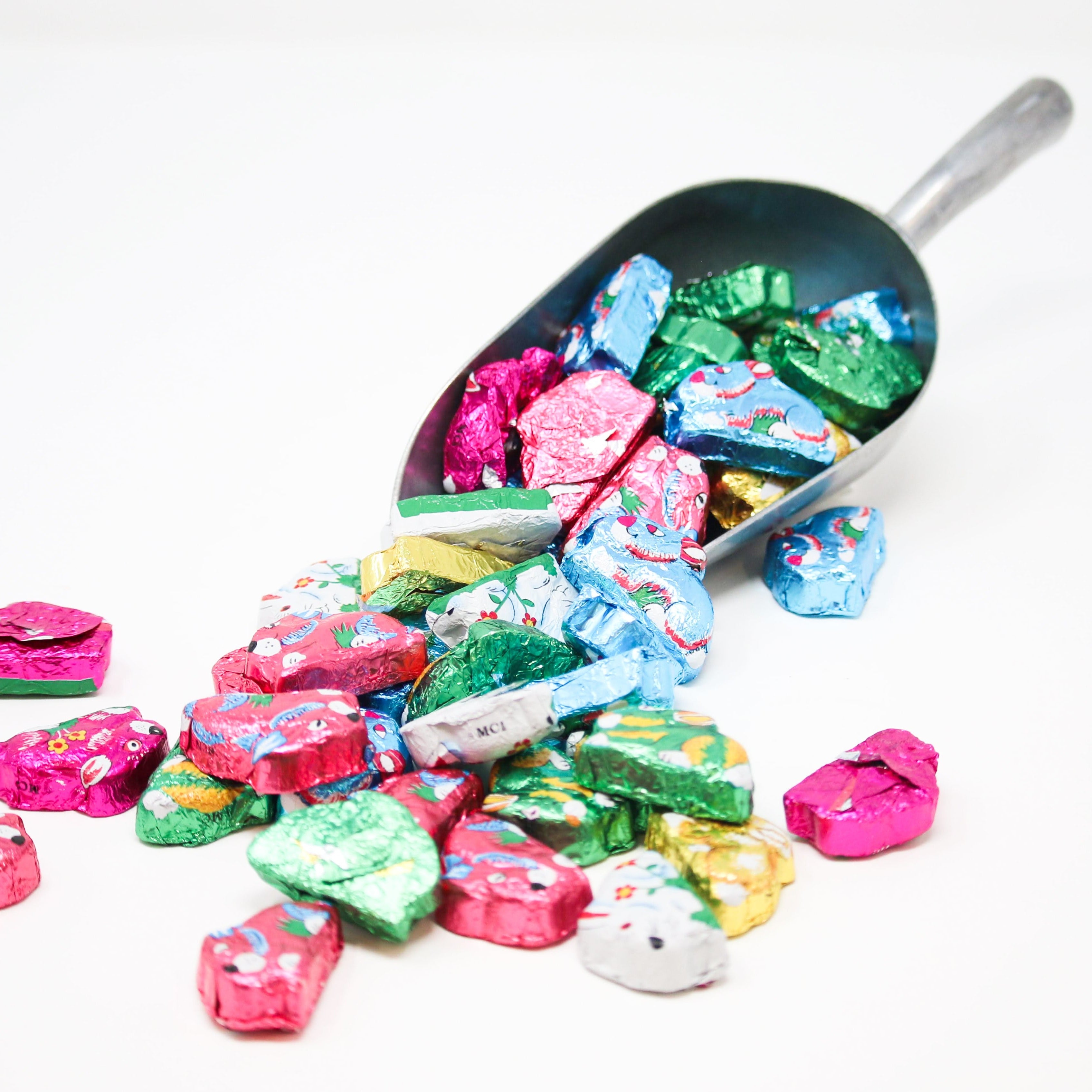 Product shoot of easter foil chocolate bunnies.