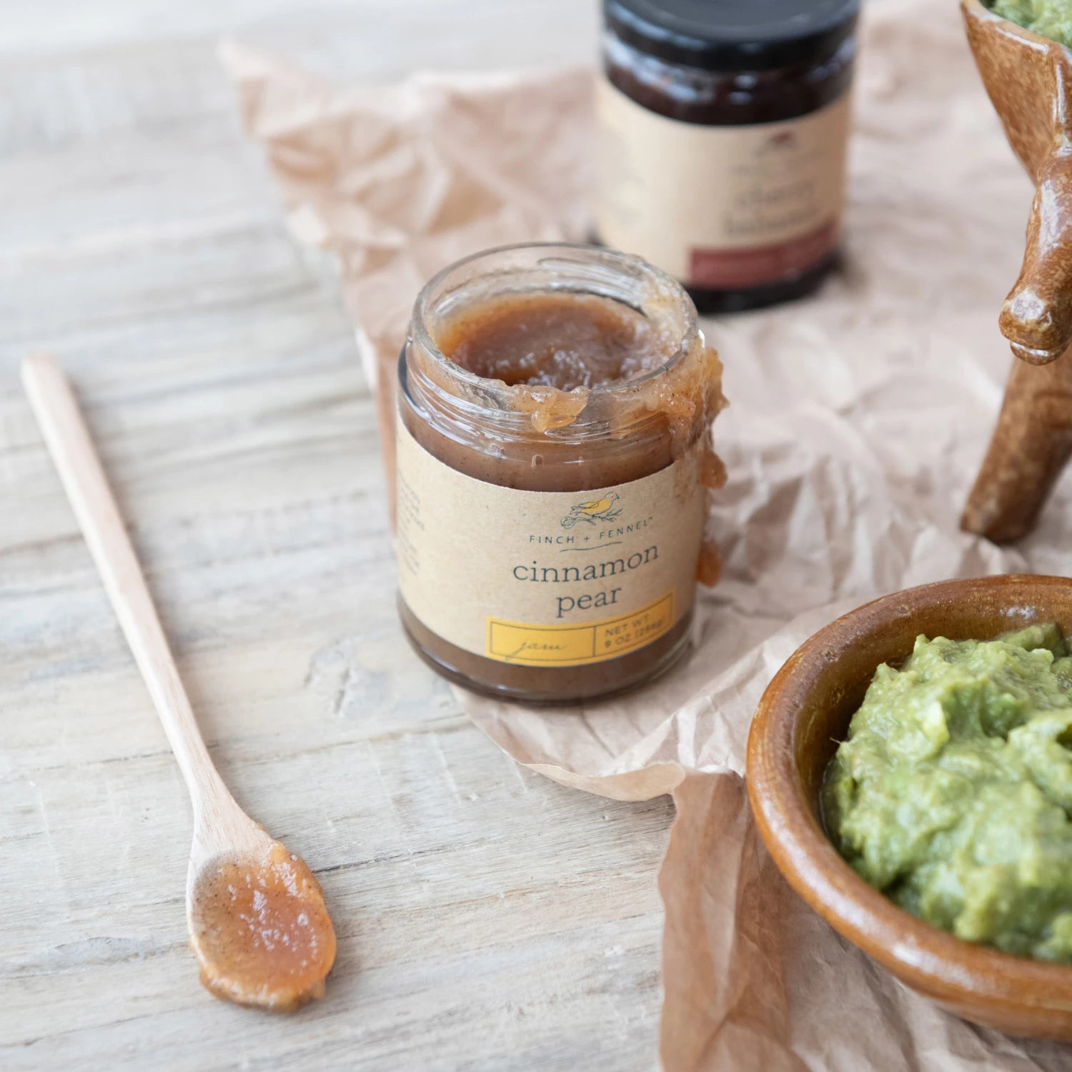 Product shoot of cinnamon pear jam from fitch and fennel 