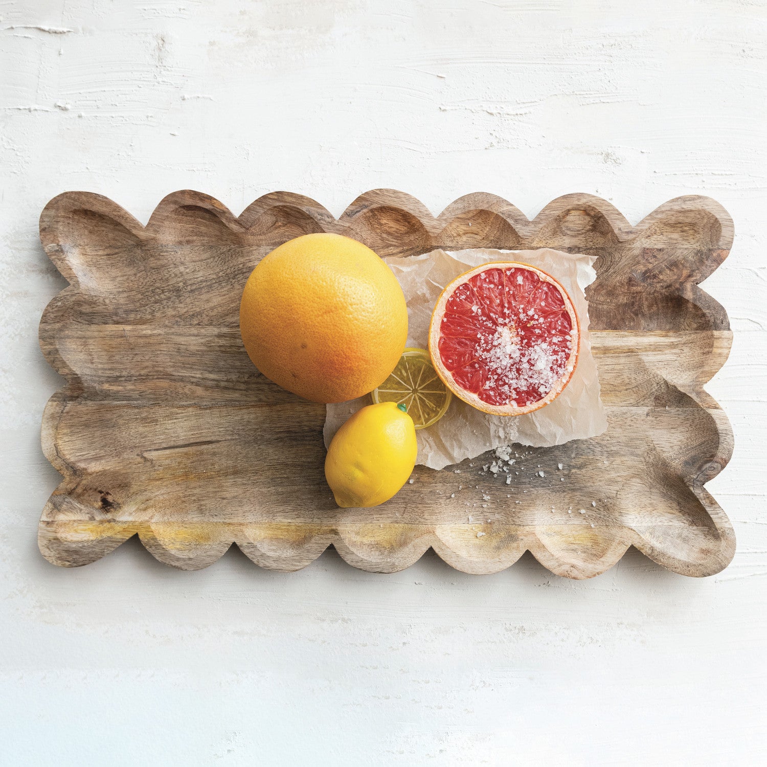 Scalloped Mango Wood Tray