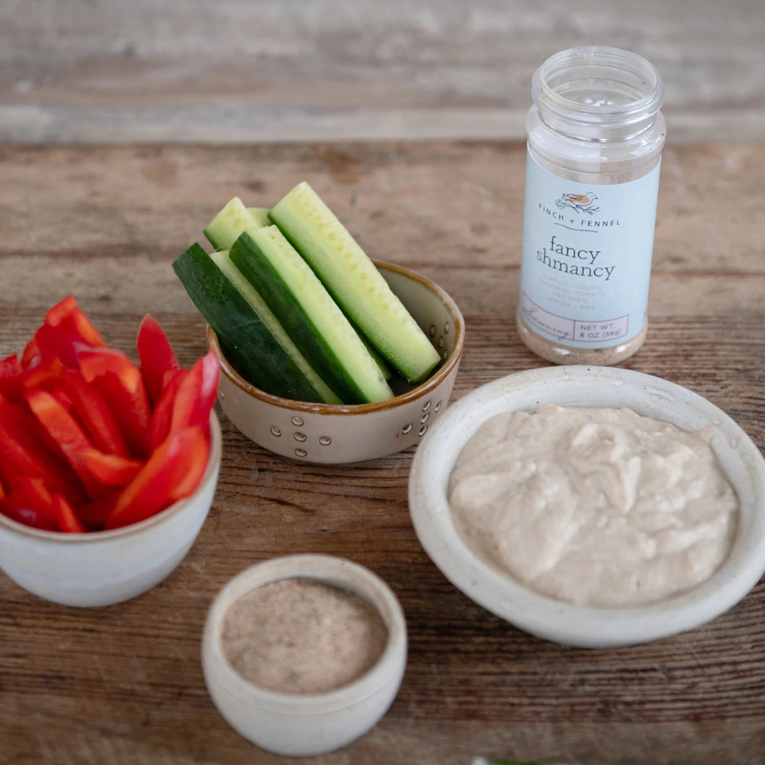 Product shoot of fancy shmancy seasoning from fitch and fennel.