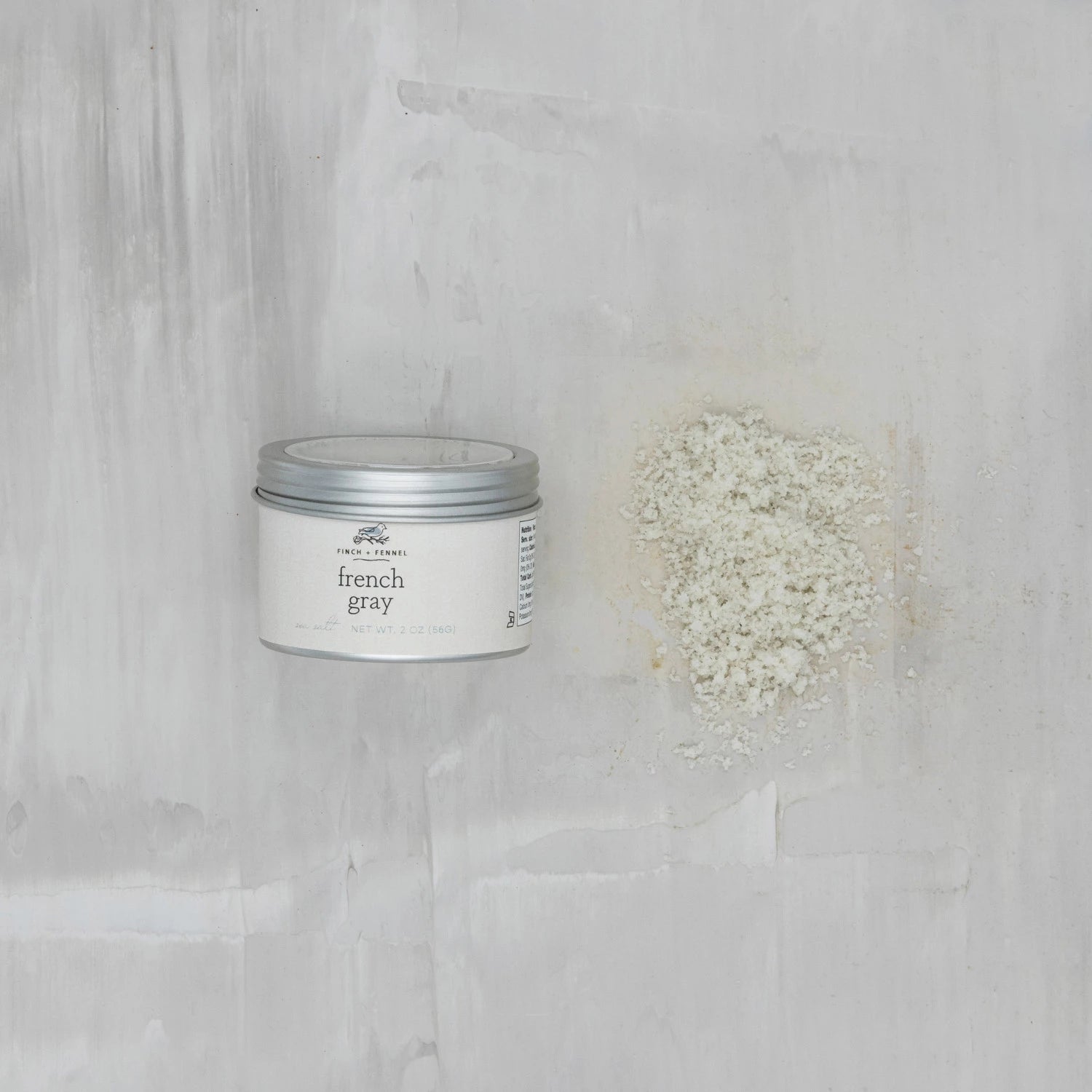 Product shoot of French gray salt. 