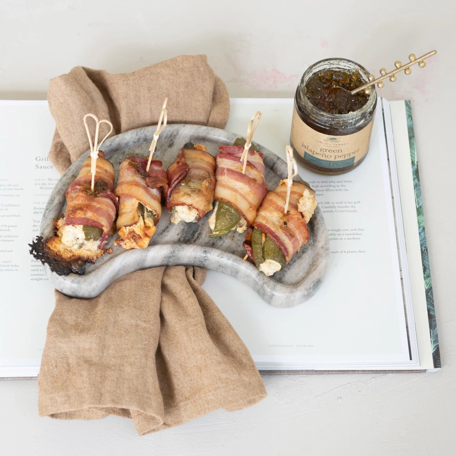 product shoot of green jalapeno pepper jelly