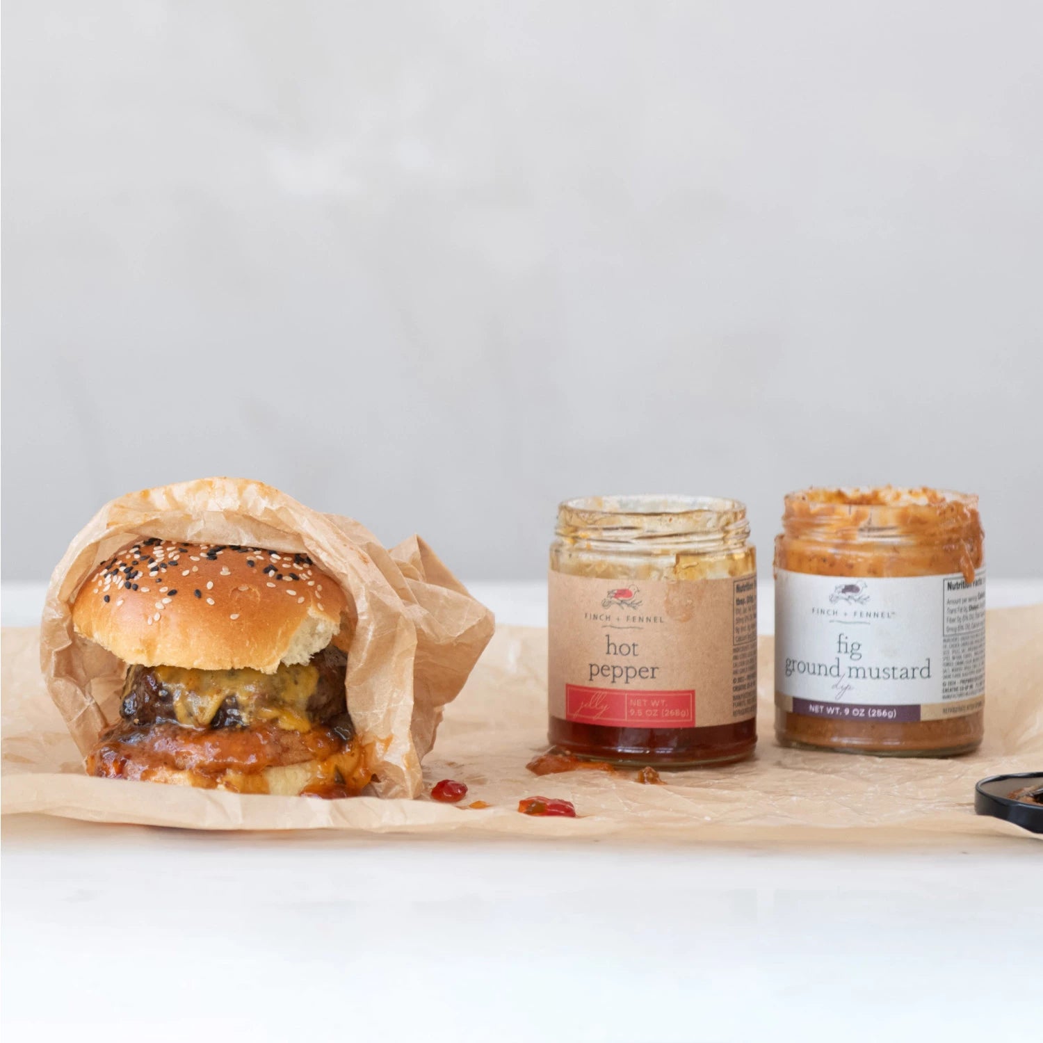 Product shoot of hot pepper jelly