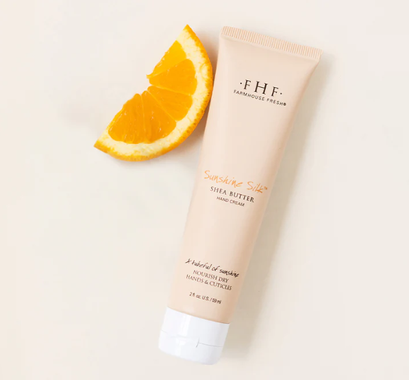 Product shoot of farmhouse fresh sunshine silk shea butter