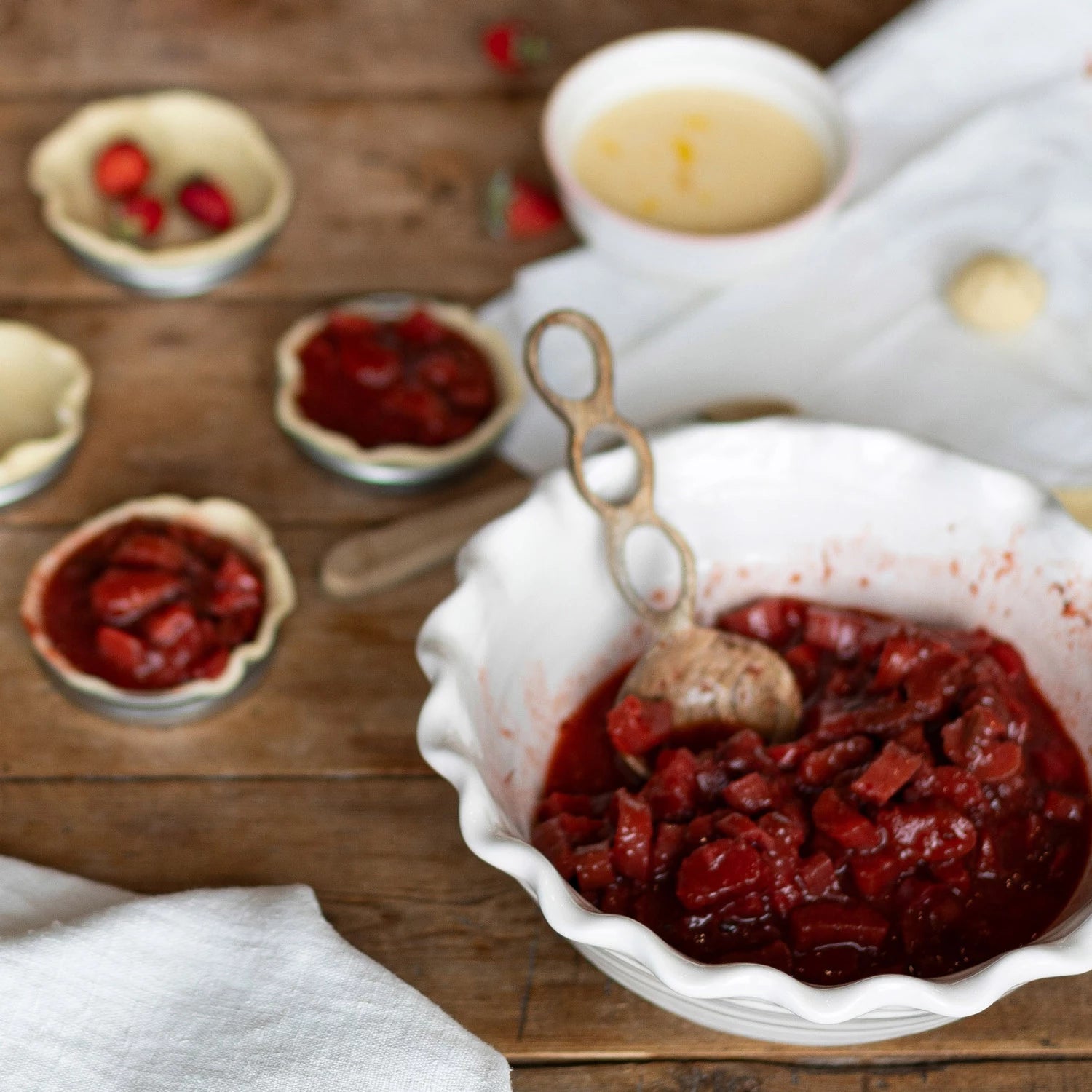 Product shoot of strawberry rhubarb preserves 