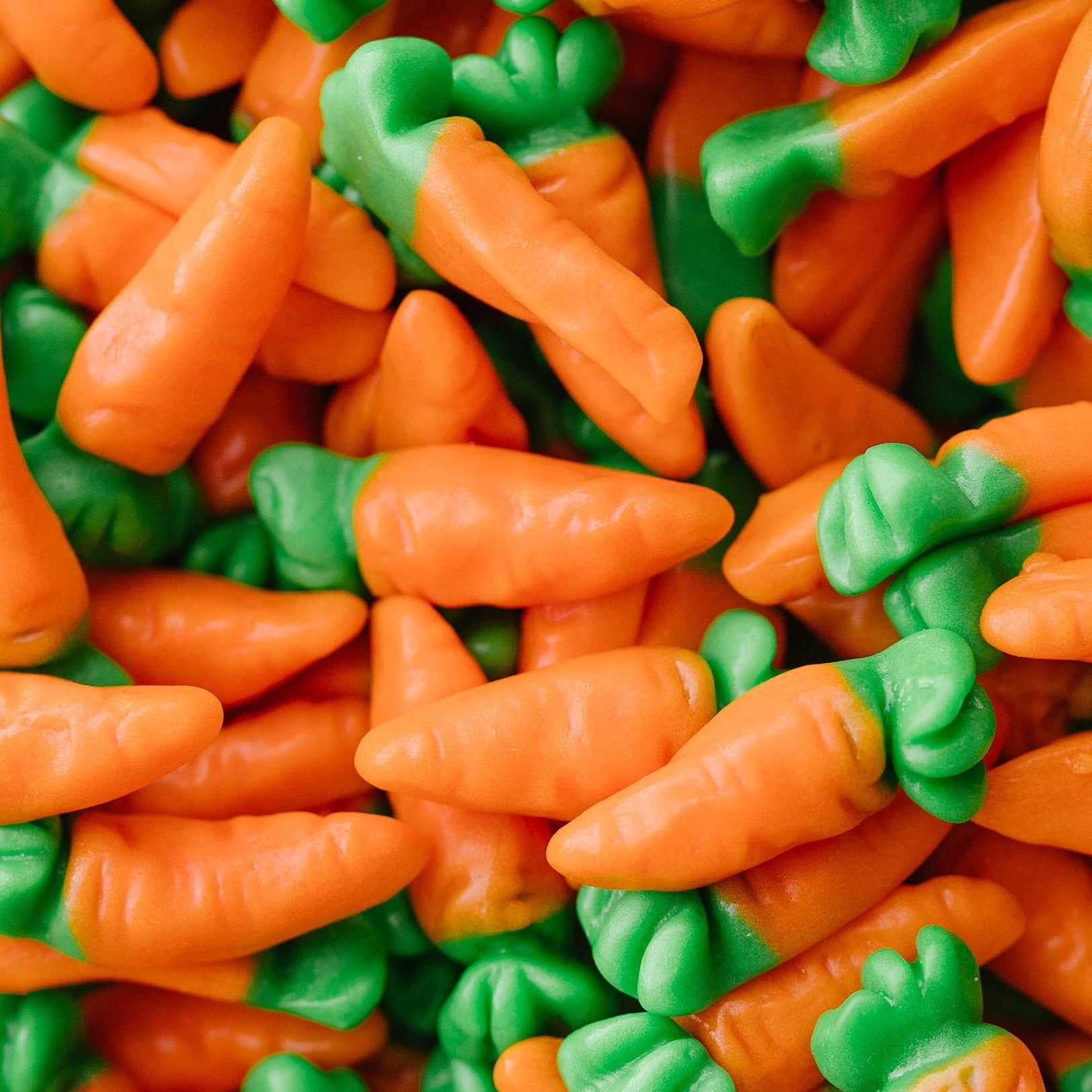 Product shoot of gummy carrots candy. 